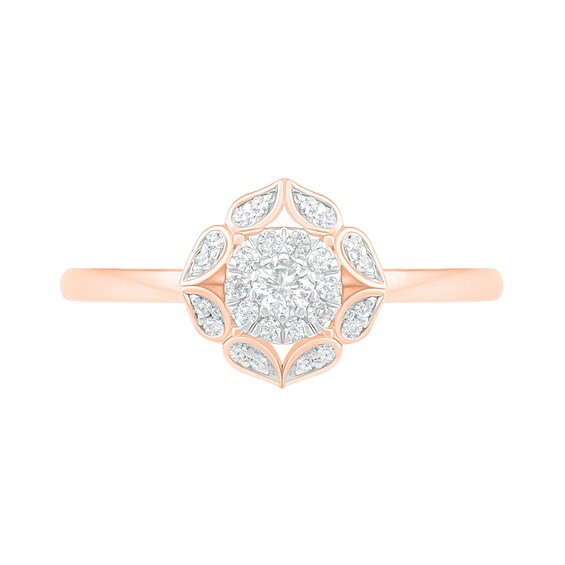 1/3 CT. TW. Diamond Flower Frame Bridal Set in 10K Rose Gold