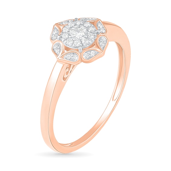 1/3 CT. TW. Diamond Flower Frame Bridal Set in 10K Rose Gold