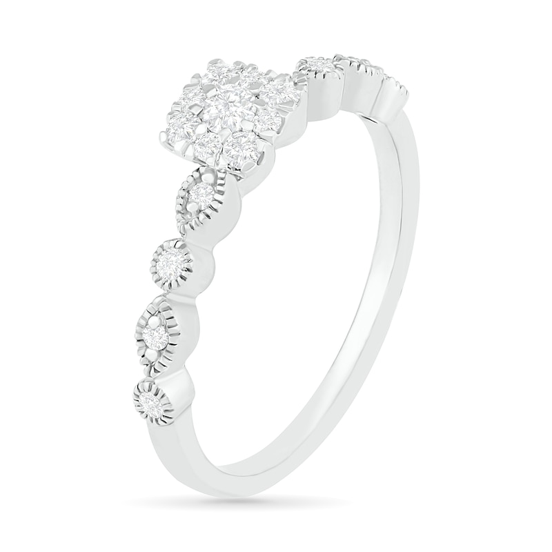 Main Image 6 of 3/8 CT. T.W. Composite Diamond Vintage-Style Bridal Set in 10K White Gold