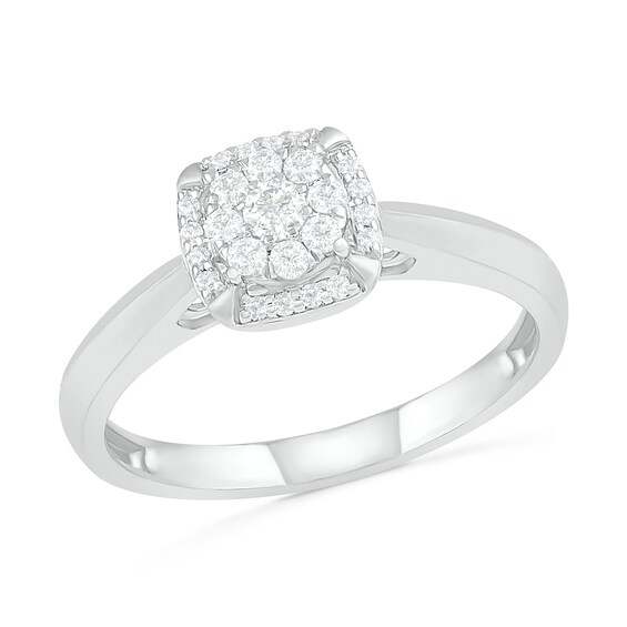 1/3 CT. T.w. Composite Diamond Cushion Frame Bridal Set in 10K White Gold