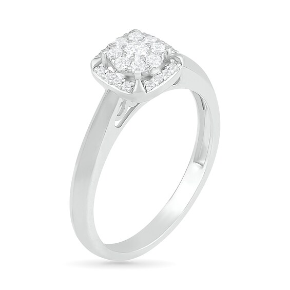 1/3 CT. T.w. Composite Diamond Cushion Frame Bridal Set in 10K White Gold