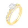 Thumbnail Image 1 of 3/8 CT. T.W. Composite Diamond Vintage-Style Alternating Bridal Set in 10K Gold