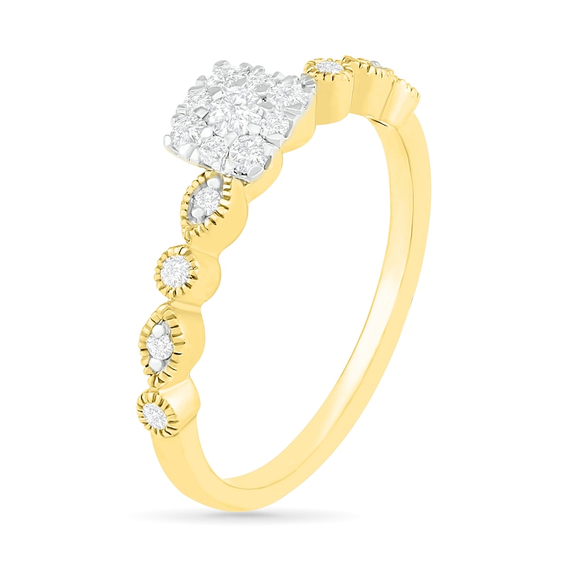 3/8 CT. T.W. Composite Diamond Vintage-Style Alternating Bridal Set in 10K Gold