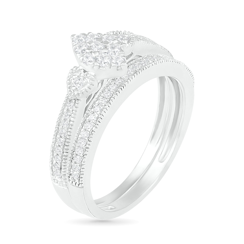 Main Image 2 of 1/3 CT. T.W. Composite Diamond Marquise Vintage-Style Bridal Set in 10K White Gold