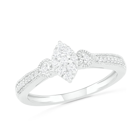 1/3 CT. T.W. Composite Diamond Marquise Vintage-Style Bridal Set in 10K White Gold 1/3 CT. T.W. Composite Diamond Marquise Vintage-Style Bridal Set in 10K White Gold