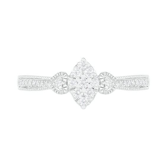1/3 CT. T.W. Composite Diamond Marquise Vintage-Style Bridal Set in 10K White Gold 1/3 CT. T.W. Composite Diamond Marquise Vintage-Style Bridal Set in 10K White Gold
