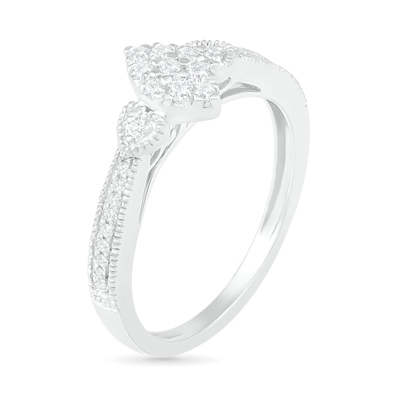 1/3 CT. T.W. Composite Diamond Marquise Vintage-Style Bridal Set in 10K White Gold 1/3 CT. T.W. Composite Diamond Marquise Vintage-Style Bridal Set in 10K White Gold