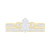 1/3 CT. T.W. Composite Diamond Marquise Vintage-Style Bridal Set in 10K Gold