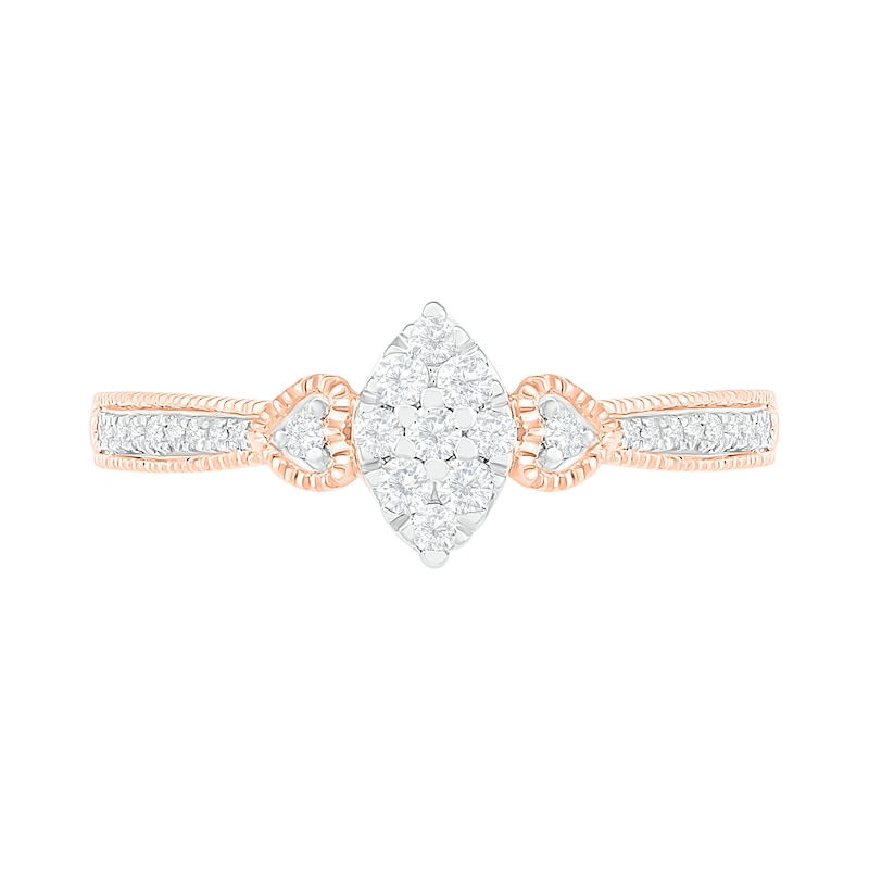 1/3 CT. T.W. Composite Diamond Marquise Vintage-Style Bridal Set in 10K Rose Gold