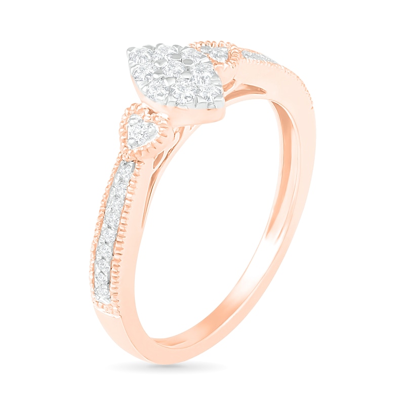 1/3 CT. T.W. Composite Diamond Marquise Vintage-Style Bridal Set in 10K Rose Gold