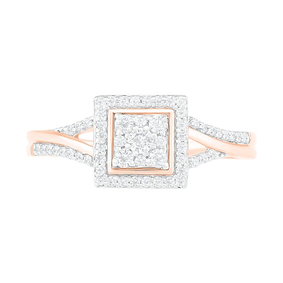 3/8 CT. T.w. Composite Diamond Square Frame Split Shank Bridal Set in 10K Rose Gold
