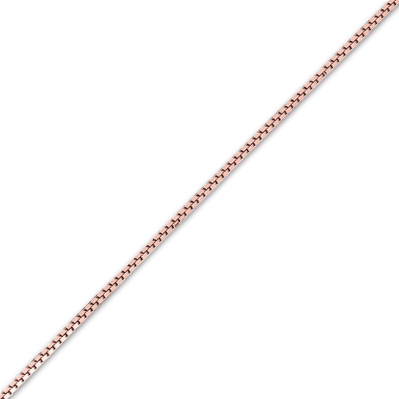 0.6mm Box Chain Necklace in Solid 14K Rose Gold - 18"