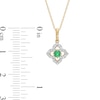 Thumbnail Image 3 of 3.0mm Emerald and 1/10 CT. T.W. Diamond Open Petal Frame Drop Pendant in 10K Gold