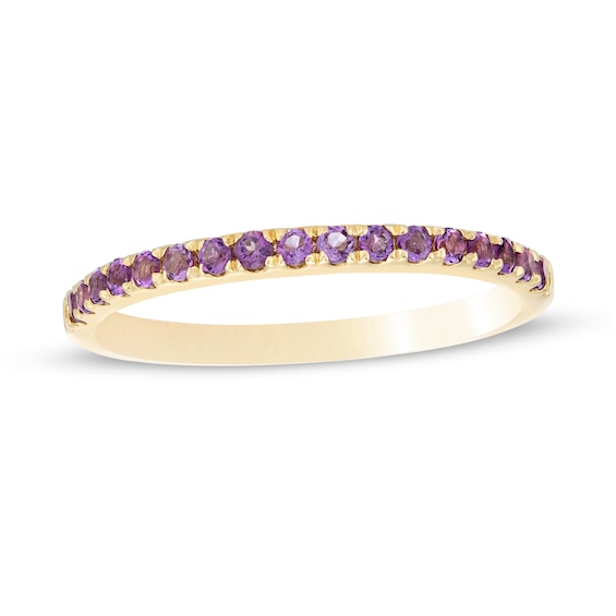 Amethyst Petite Stackable Band in 10K Gold