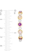 Thumbnail Image 3 of Rose de France and Purple Amethyst with White Topaz Alternating Bubble Hoop Earrings in Sterling Silver and 14K GP