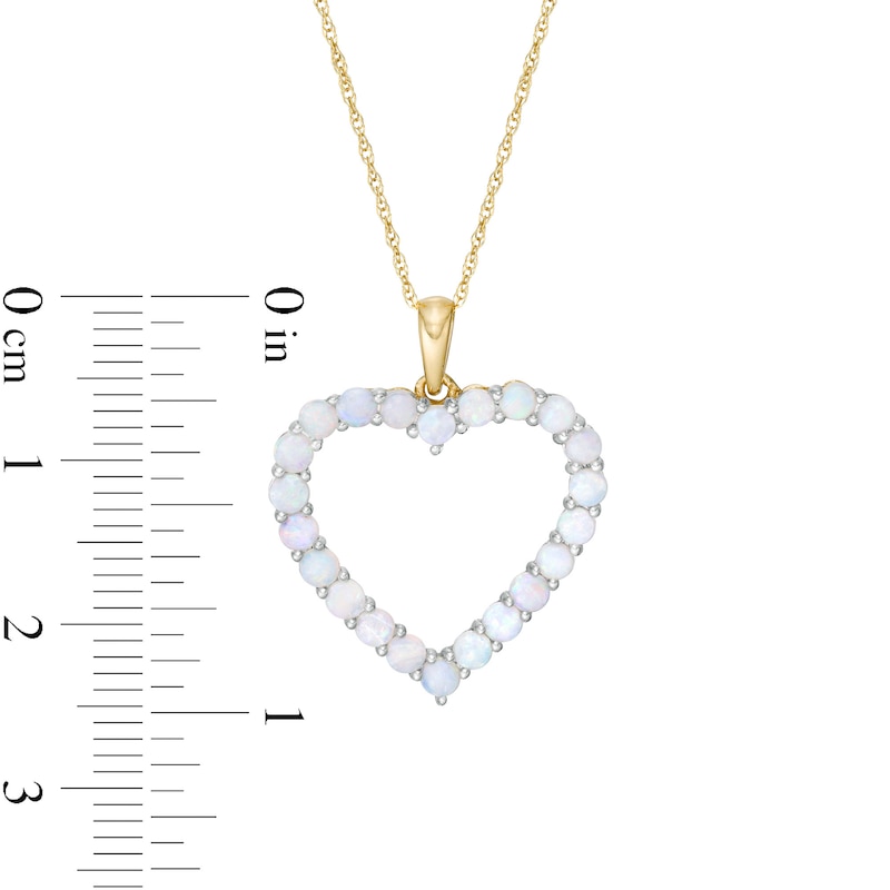 Main Image 3 of Opal Heart Outline Drop Pendant in 10K Gold