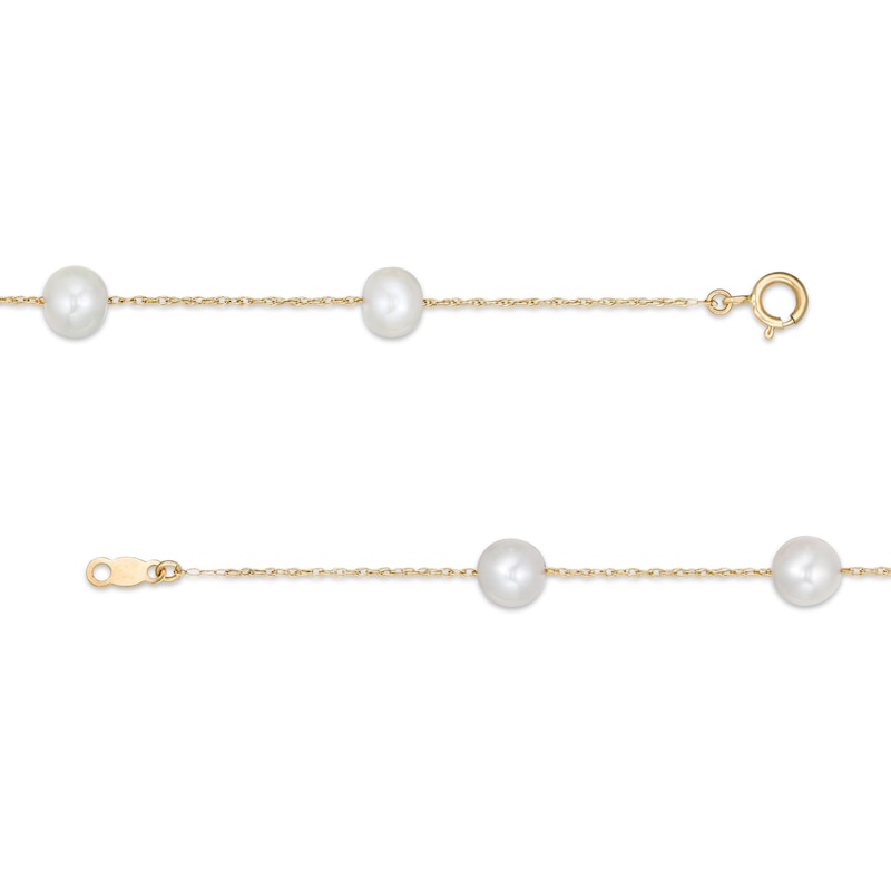 6.0-6.5mm Cultured Freshwater Pearl Station Necklace in 14K Gold - 36"