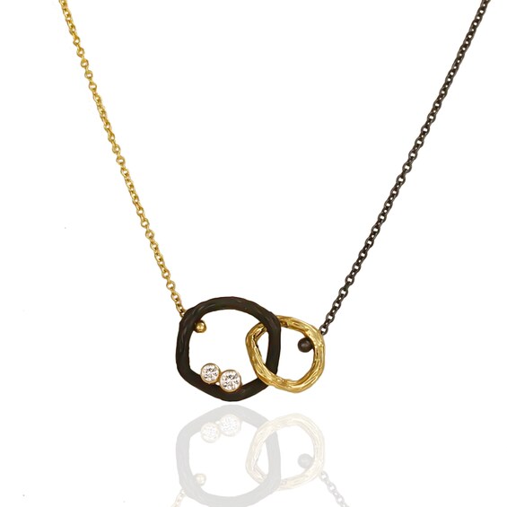 Sarah Graham 1/20 CT. T.W. Diamond Pebble Circles Necklace in 14K and 18K Gold, Cobalt Chrome and Sterling Si