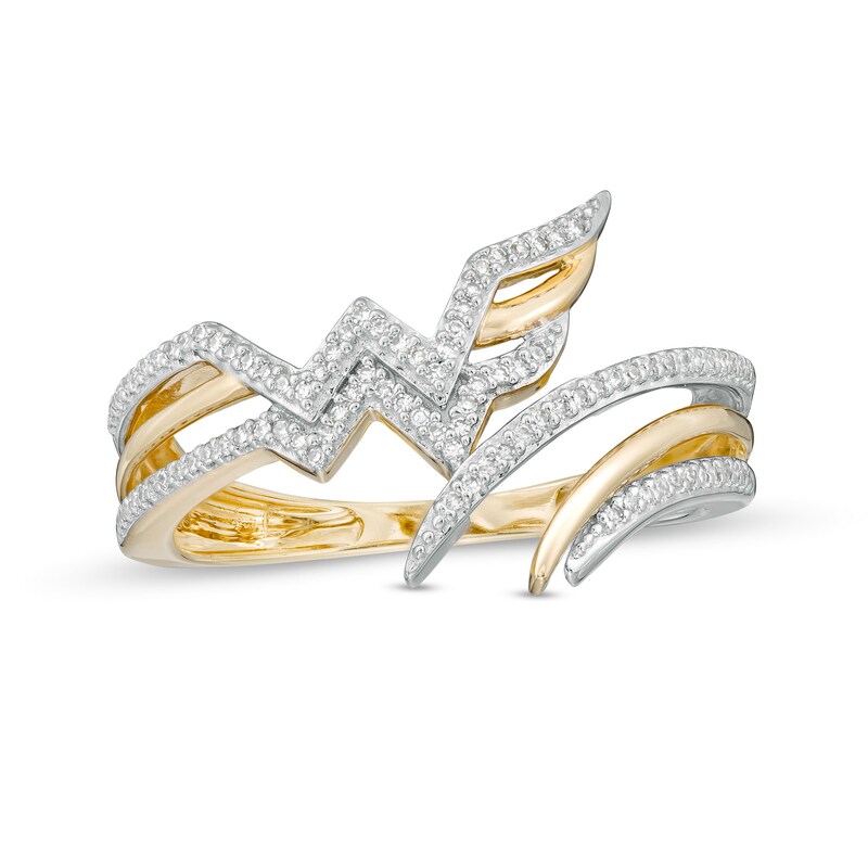 Main Image 1 of Wonder Woman™ Collection 1/8 CT. T.W. Diamond Symbol Bypass Ring in 10K Gold