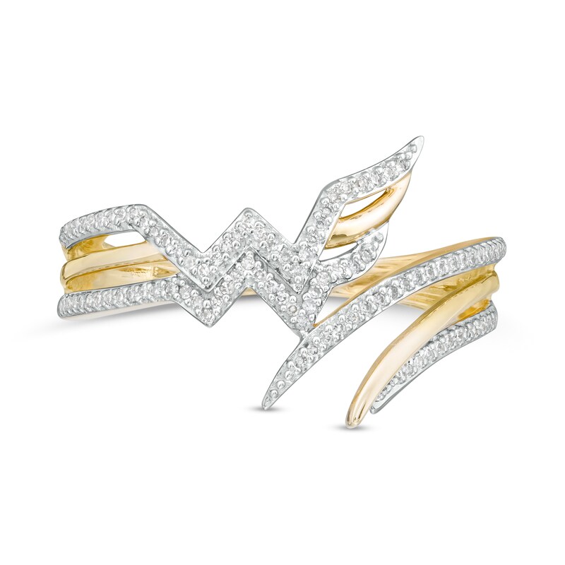 Main Image 4 of Wonder Woman™ Collection 1/8 CT. T.W. Diamond Symbol Bypass Ring in 10K Gold
