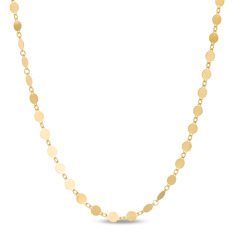 Mini Disc Link Chain Necklace in 10K Gold - 28"