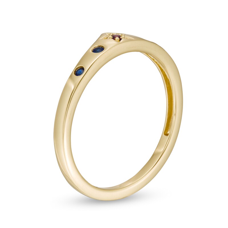 Wonder Woman™ Collection Garnet and Blue Sapphire Tiara Ring in 10K Gold