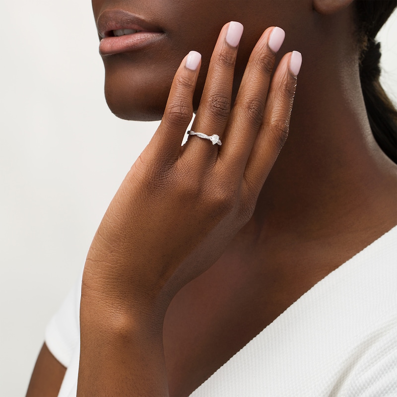 Main Image 2 of 1/2 CT. T.W. Pear-Shaped Diamond Twist Shank Engagement Ring in 14K White Gold (I/I1)