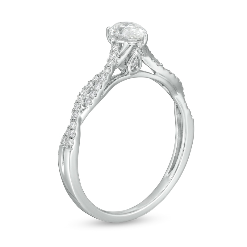 Main Image 3 of 1/2 CT. T.W. Pear-Shaped Diamond Twist Shank Engagement Ring in 14K White Gold (I/I1)