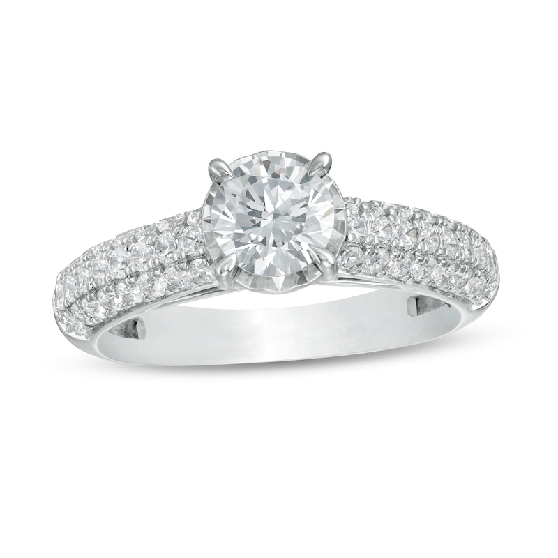 1-1/2 CT. T.W. Diamond Multi-Row Engagement Ring in 14K White Gold (I/I2)