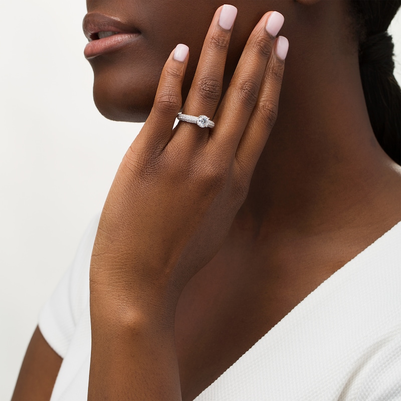Main Image 2 of 1-1/2 CT. T.W. Diamond Multi-Row Engagement Ring in 14K White Gold (I/I2)