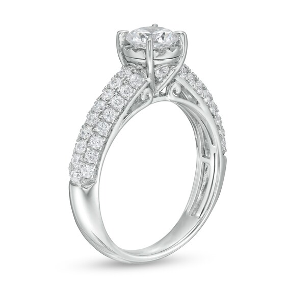 1-1/2 CT. T.w. Diamond Multi-Row Engagement Ring in 14K White Gold (I/I2)