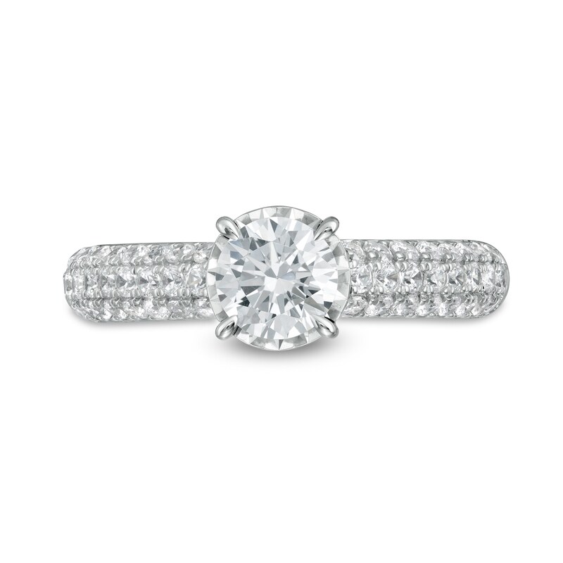 Main Image 4 of 1-1/2 CT. T.W. Diamond Multi-Row Engagement Ring in 14K White Gold (I/I2)