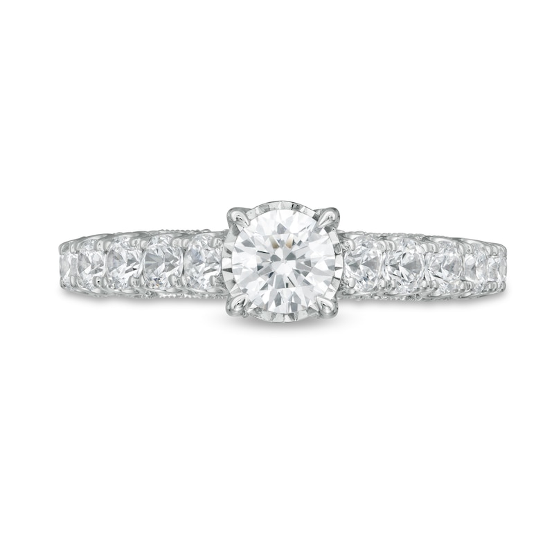 Main Image 4 of 1-1/2 CT. T.W. Diamond Vintage-Style Engagement Ring in 14K White Gold (I/I2)