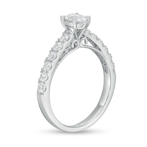 1 CT. T.w. Oval Diamond Engagement Ring in 14K White Gold (I/I2)