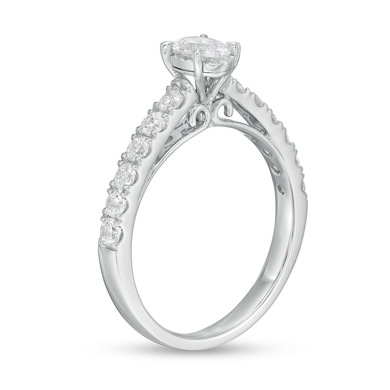 Main Image 3 of 1 CT. T.W. Oval Diamond Engagement Ring in 14K White Gold (I/I2)