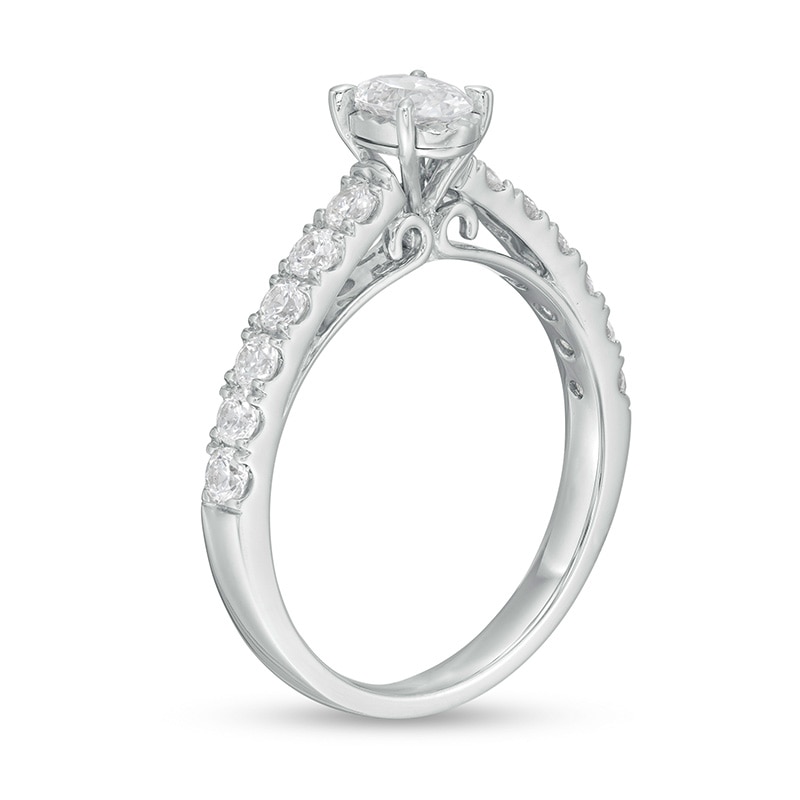 1 CT. T.W. Oval Diamond Engagement Ring in 14K White Gold (I/I2)