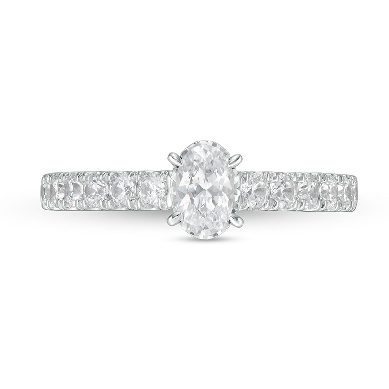 Main Image 4 of 1 CT. T.W. Oval Diamond Engagement Ring in 14K White Gold (I/I2)