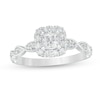 Thumbnail Image 0 of 5/8 CT. T.W. Princess-Cut Diamond Cushion Frame Vintage-Style Engagement Ring in 14K White Gold (I/I2)