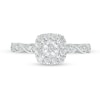 5/8 CT. T.W. Princess-Cut Diamond Cushion Frame Vintage-Style Engagement Ring in 14K White Gold (I/I2)