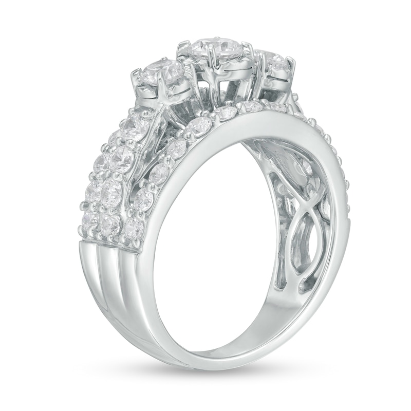 2 CT. T.W. Diamond Past Present Future® Multi-Row Engagement Ring in 14K White Gold (I/I2)