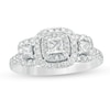 1 CT. T.W. Princess-Cut Diamond Frame Past Present Future® Engagement Ring in 14K White Gold (I/I2)