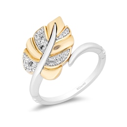 Enchanted Disney Moana 1/10 CT. T.W. Diamond Leaf Bypass Ring in Sterling Silver and 10K Gold