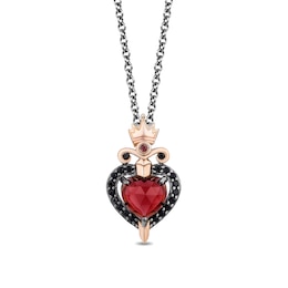 Enchanted Disney Villains Evil Queen Garnet and 1/6 CT. T.W. Black Diamond Pendant in Sterling Silver - 19&quot;