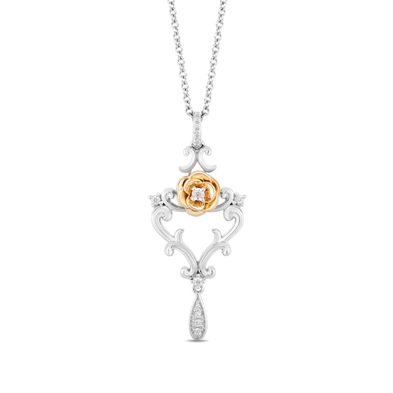 Collector's Edition Enchanted Disney Beauty and the Beast Diamond Pendant in Sterling Silver
