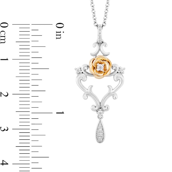 Collector's Edition Enchanted Disney Beauty and the Beast Diamond Pendant in Sterling Silver