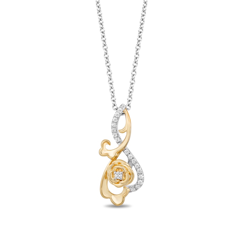 Collector's Edition Enchanted Disney Beauty and the Beast Diamond Pendant in Sterling Silver