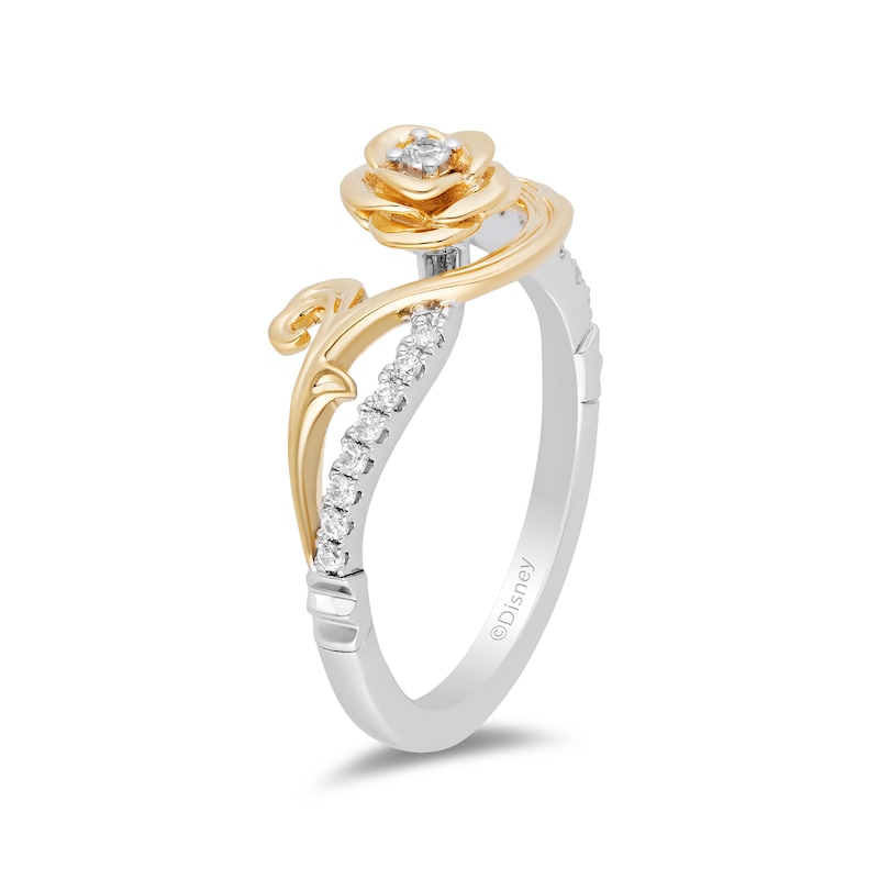 Collector's Edition Enchanted Disney Beauty and the Beast Diamond Ring in Sterling Silver and 10K Gold