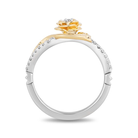 Collector's Edition Enchanted Disney Beauty and the Beast Diamond Ring in Sterling Silver and 10K Gold