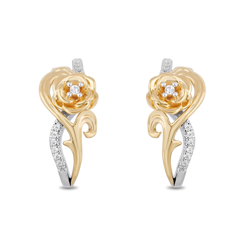 Main Image 1 of Collector's Edition Enchanted Disney Beauty and the Beast Diamond Stud Earrings in Sterling Silver