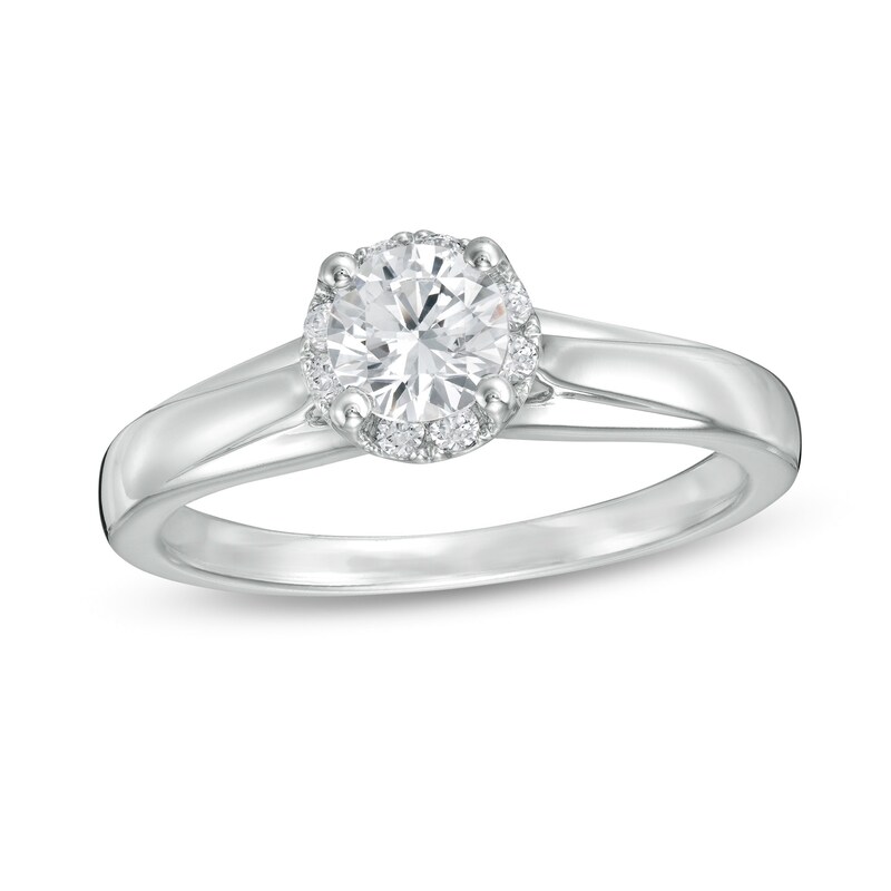 Main Image 1 of 3/4 CT. T.W. Diamond Frame Engagement Ring in 14K White Gold (I/I2)